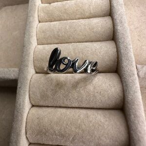 James Avery Silver 'Love' script Ring